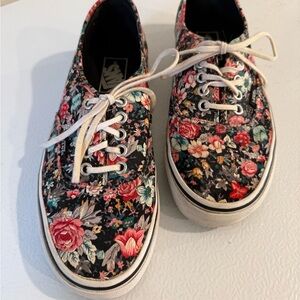 Floral Canvas Sneakers with Laces